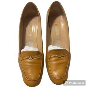Vintage Gucci Womens Mustard Leather Heels 2.5 inch Shoes Size 39 AA/ US Size 9
